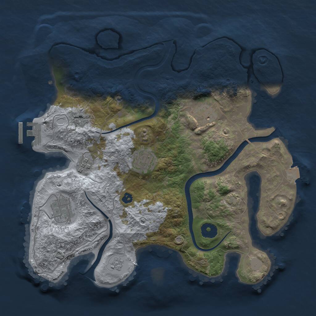 Rust Map: Procedural Map, Size: 3000, Seed: 19971121, 9 Monuments