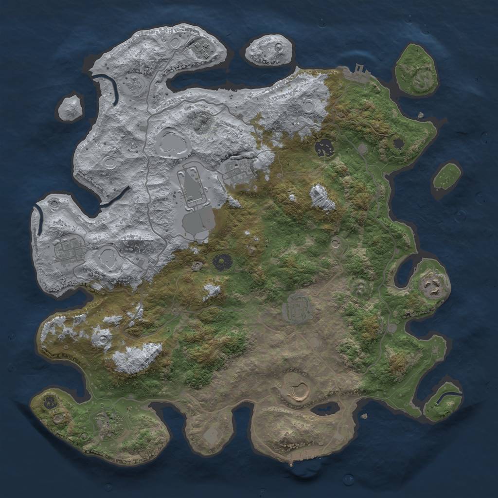 Rust Map: Procedural Map, Size: 4000, Seed: 433494502, 18 Monuments