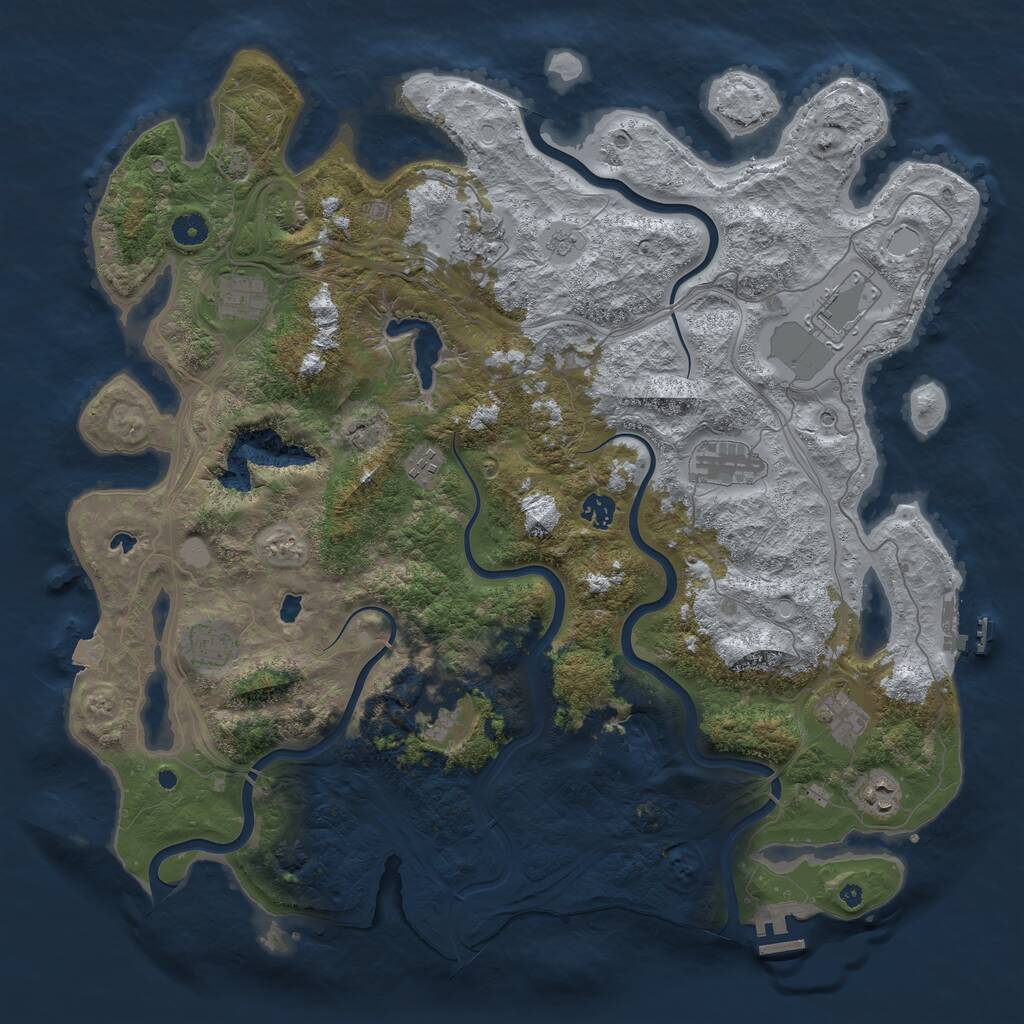 Rust Map: Procedural Map, Size: 4500, Seed: 524093937, 16 Monuments