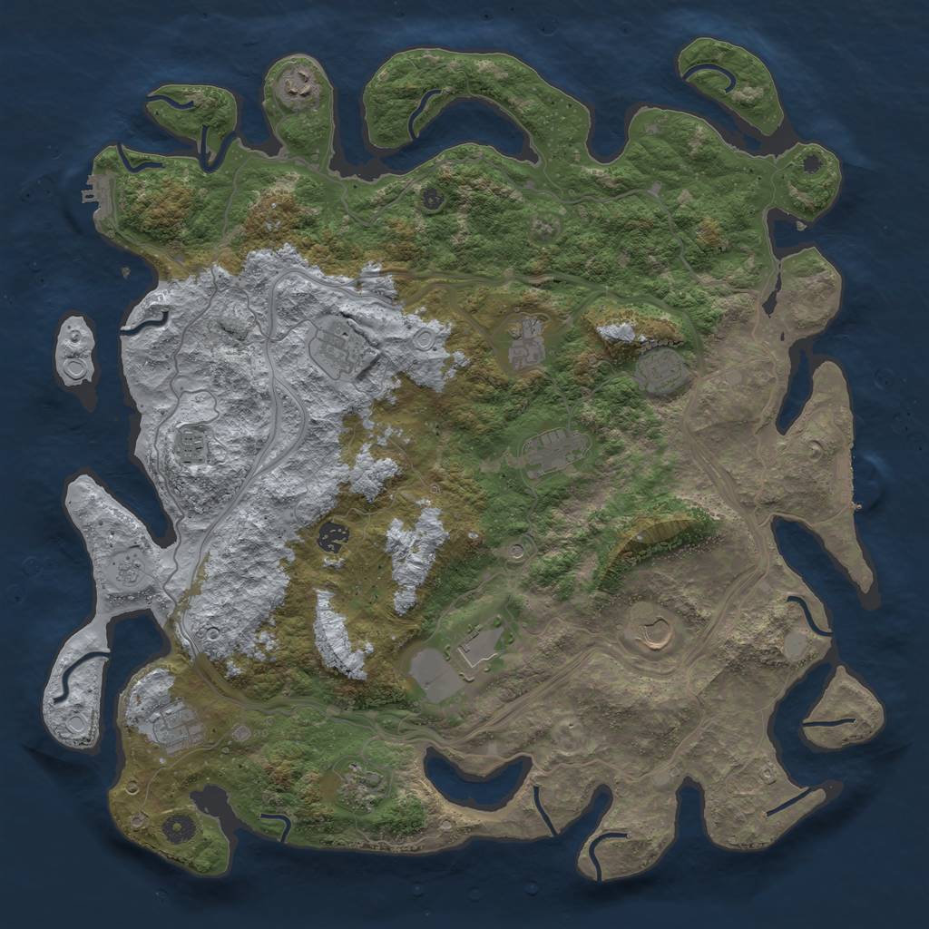 Rust Map: Procedural Map, Size: 4500, Seed: 1387930224, 20 Monuments