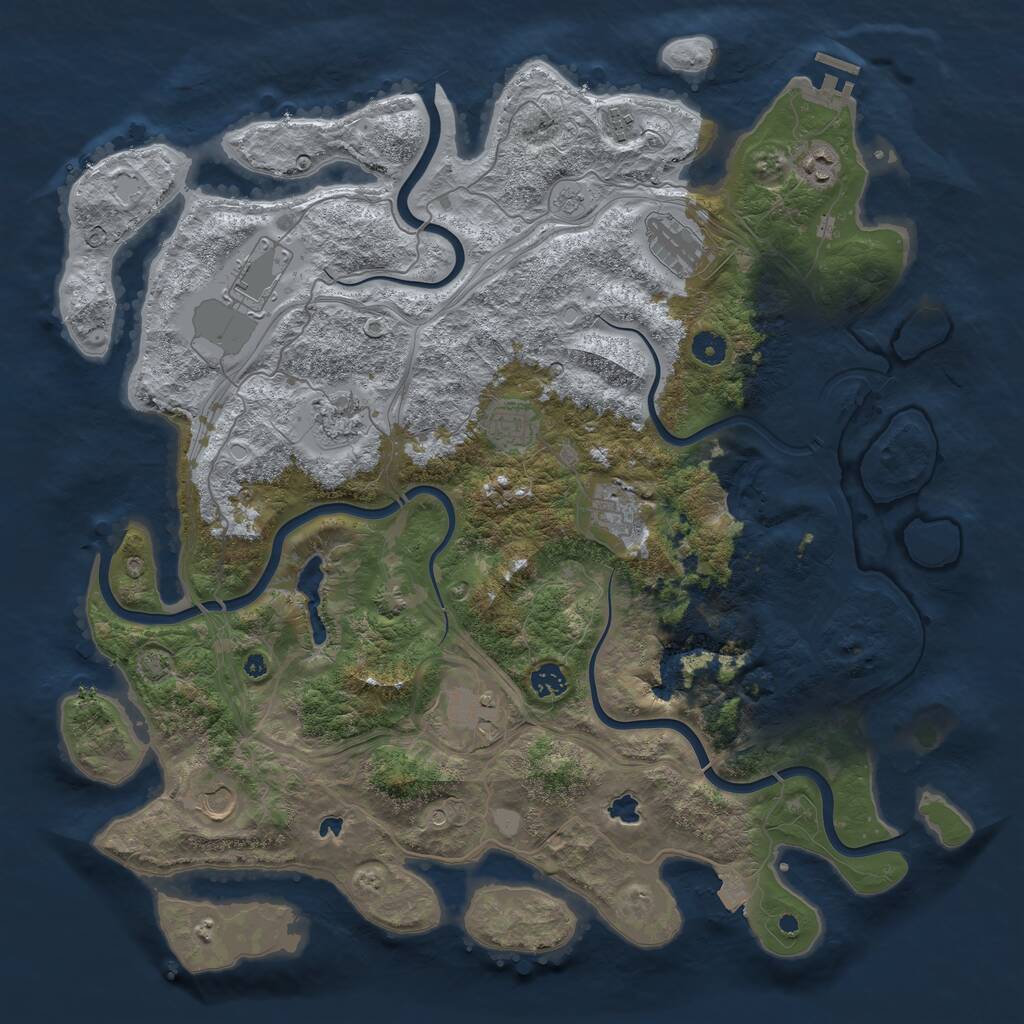 Rust Map: Procedural Map, Size: 4500, Seed: 1072600460, 15 Monuments