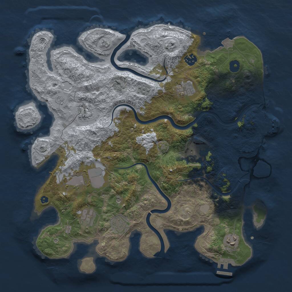 Rust Map: Procedural Map, Size: 3800, Seed: 1232415, 15 Monuments