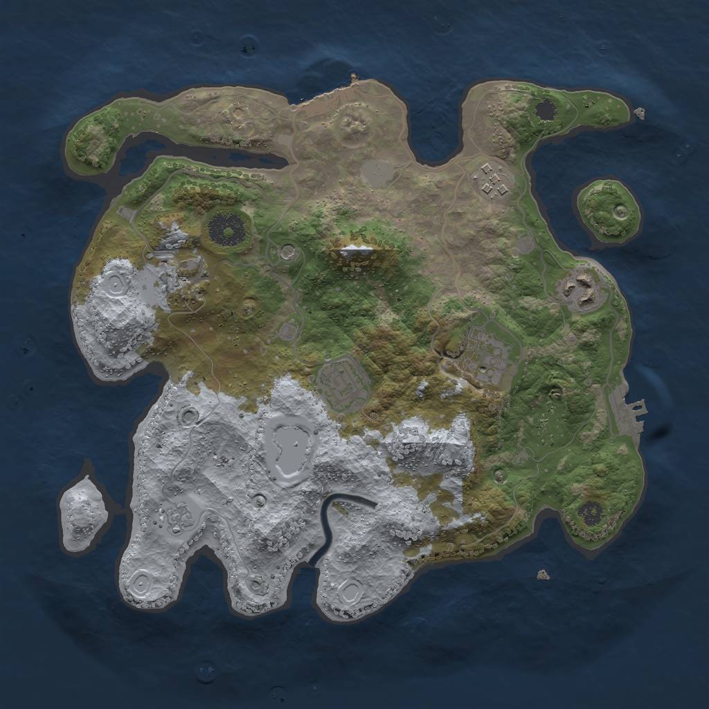 Rust Map: Procedural Map, Size: 3000, Seed: 2453769, 14 Monuments