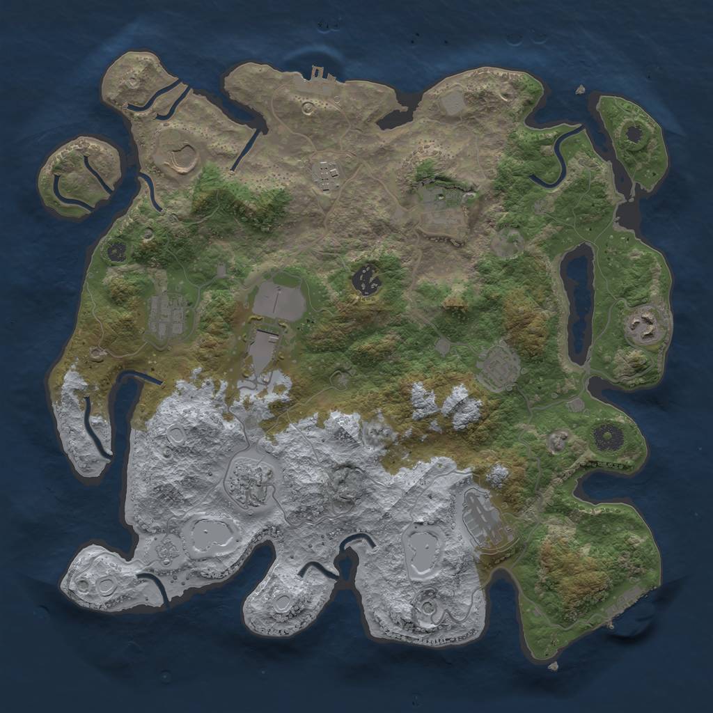 Rust Map: Procedural Map, Size: 3700, Seed: 745778762, 19 Monuments