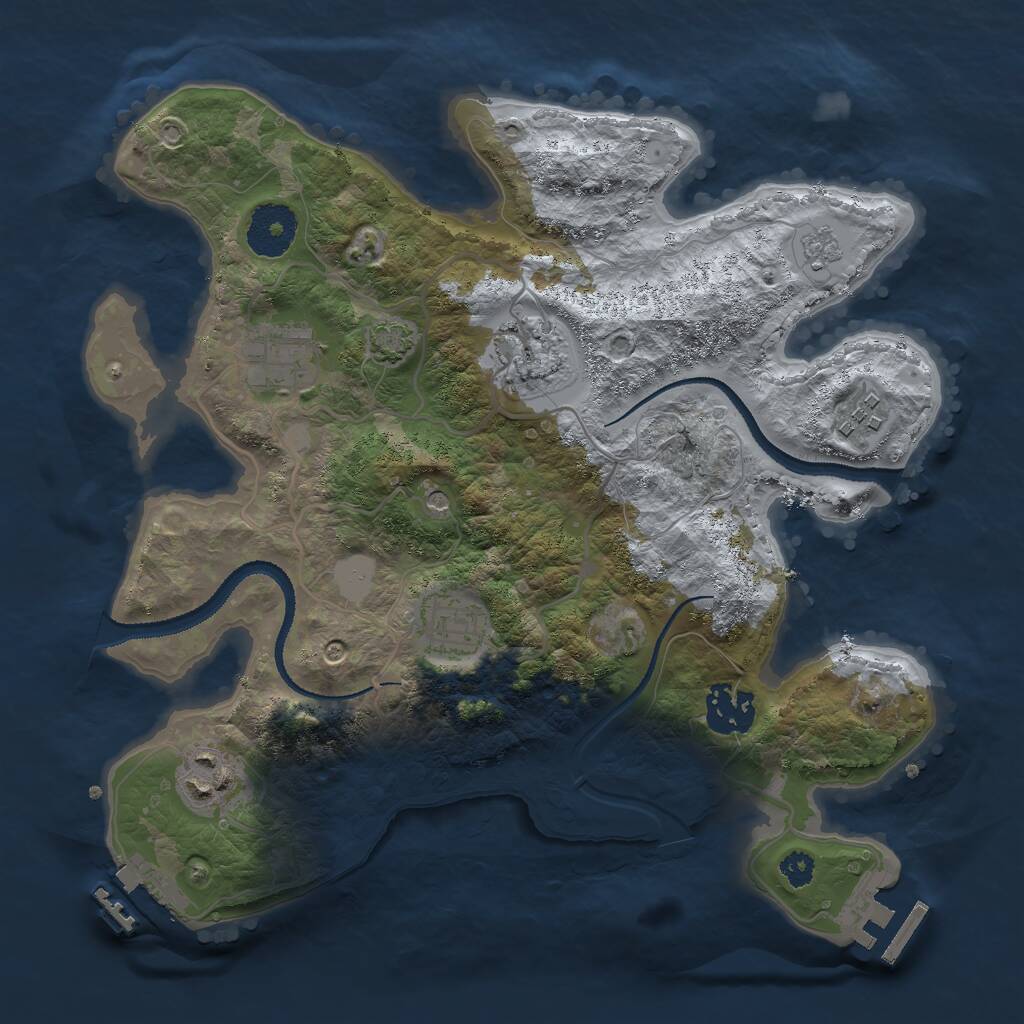 Rust Map: Procedural Map, Size: 3000, Seed: 2854, 12 Monuments