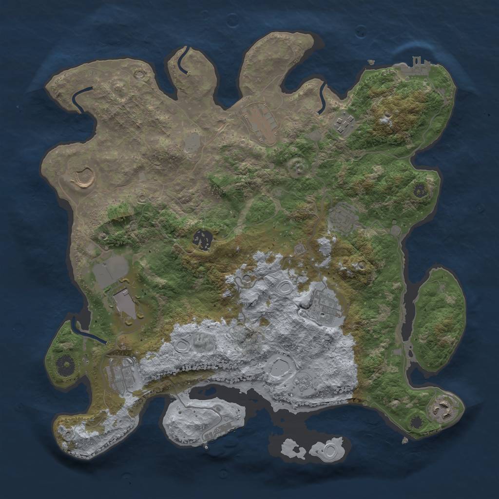 Rust Map: Procedural Map, Size: 3700, Seed: 6735, 18 Monuments