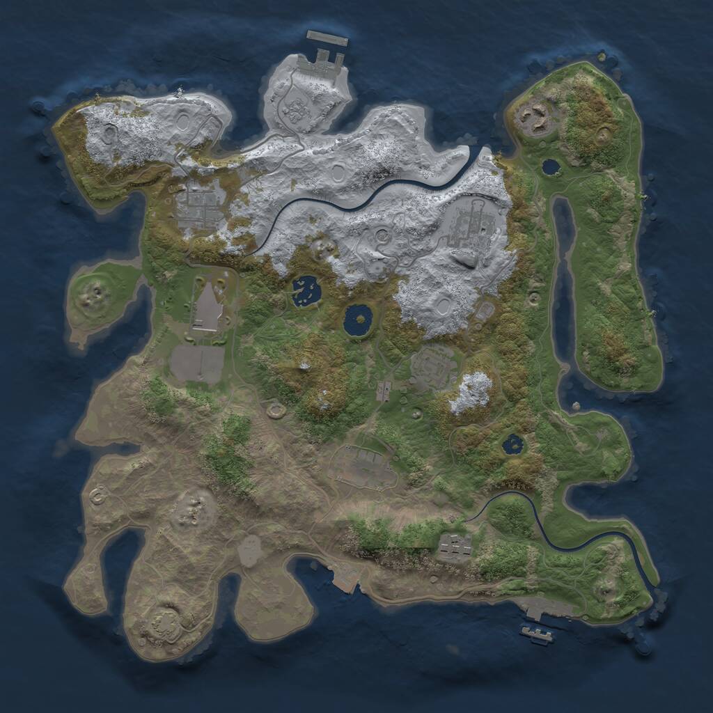 Rust Map: Procedural Map, Size: 3500, Seed: 924580755, 14 Monuments