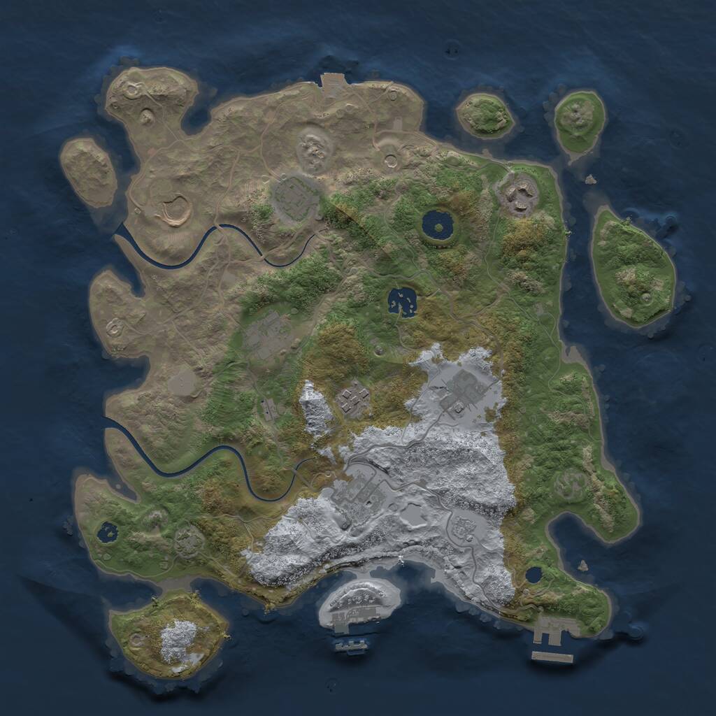 Rust Map: Procedural Map, Size: 3500, Seed: 1708982834, 14 Monuments