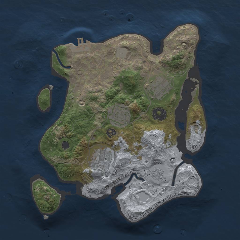 Rust Map: Procedural Map, Size: 2500, Seed: 29897, 10 Monuments