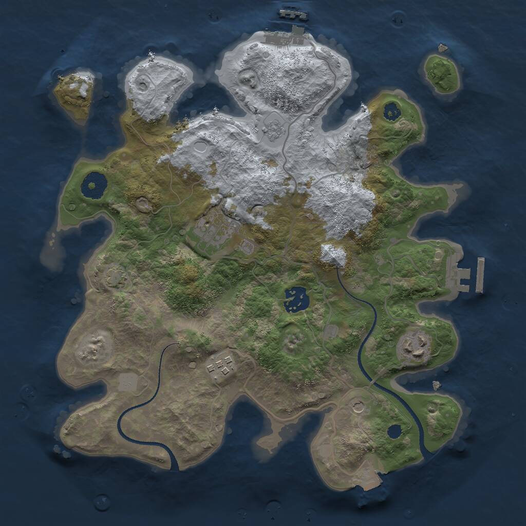 Rust Map: Procedural Map, Size: 3000, Seed: 546436935, 10 Monuments
