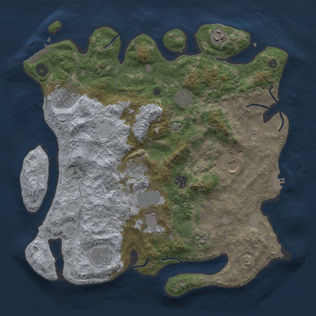 Rust Map: Procedural Map, Size: 3800, Seed: 470654847, 19 Monuments