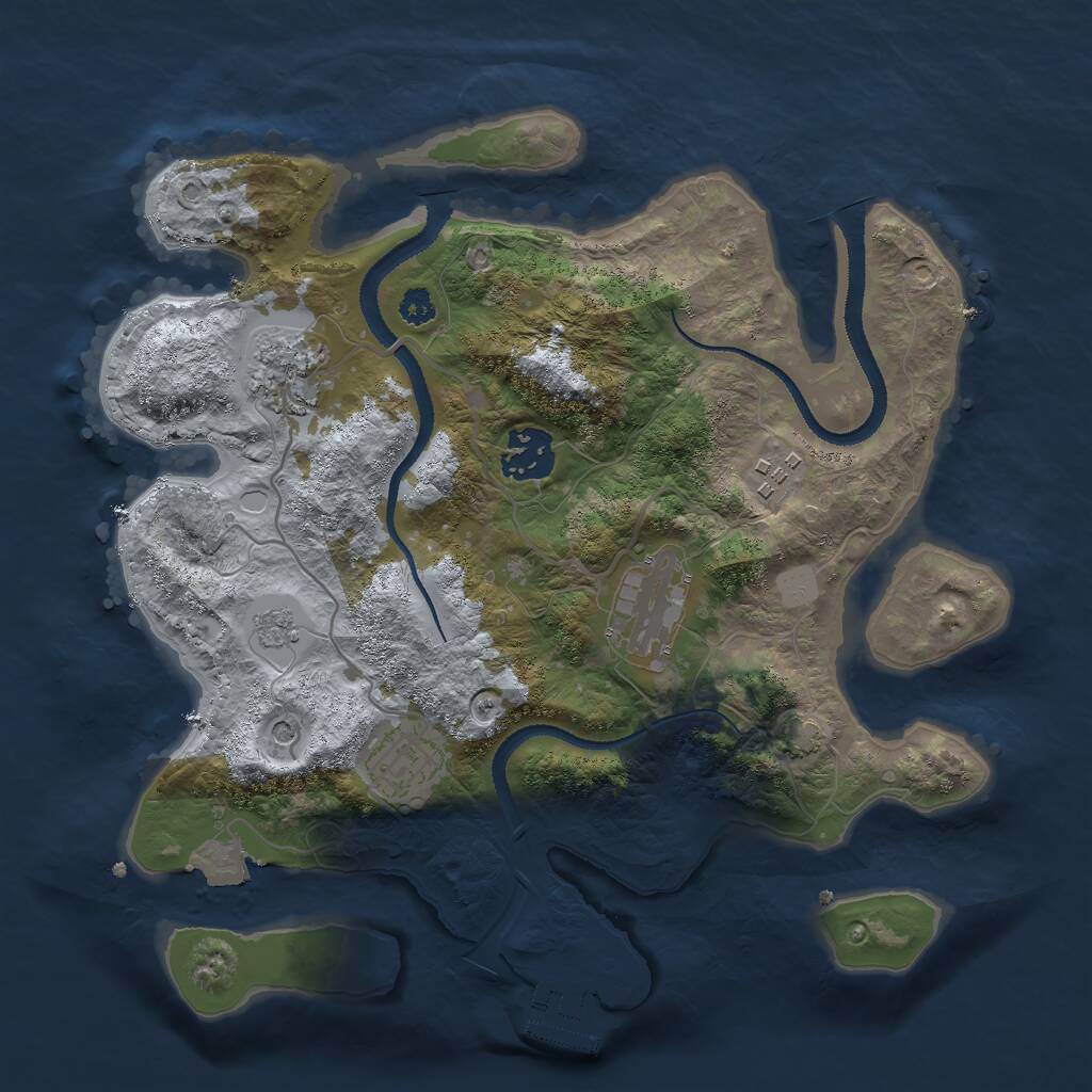 Rust Map: Procedural Map, Size: 3000, Seed: 12398, 10 Monuments