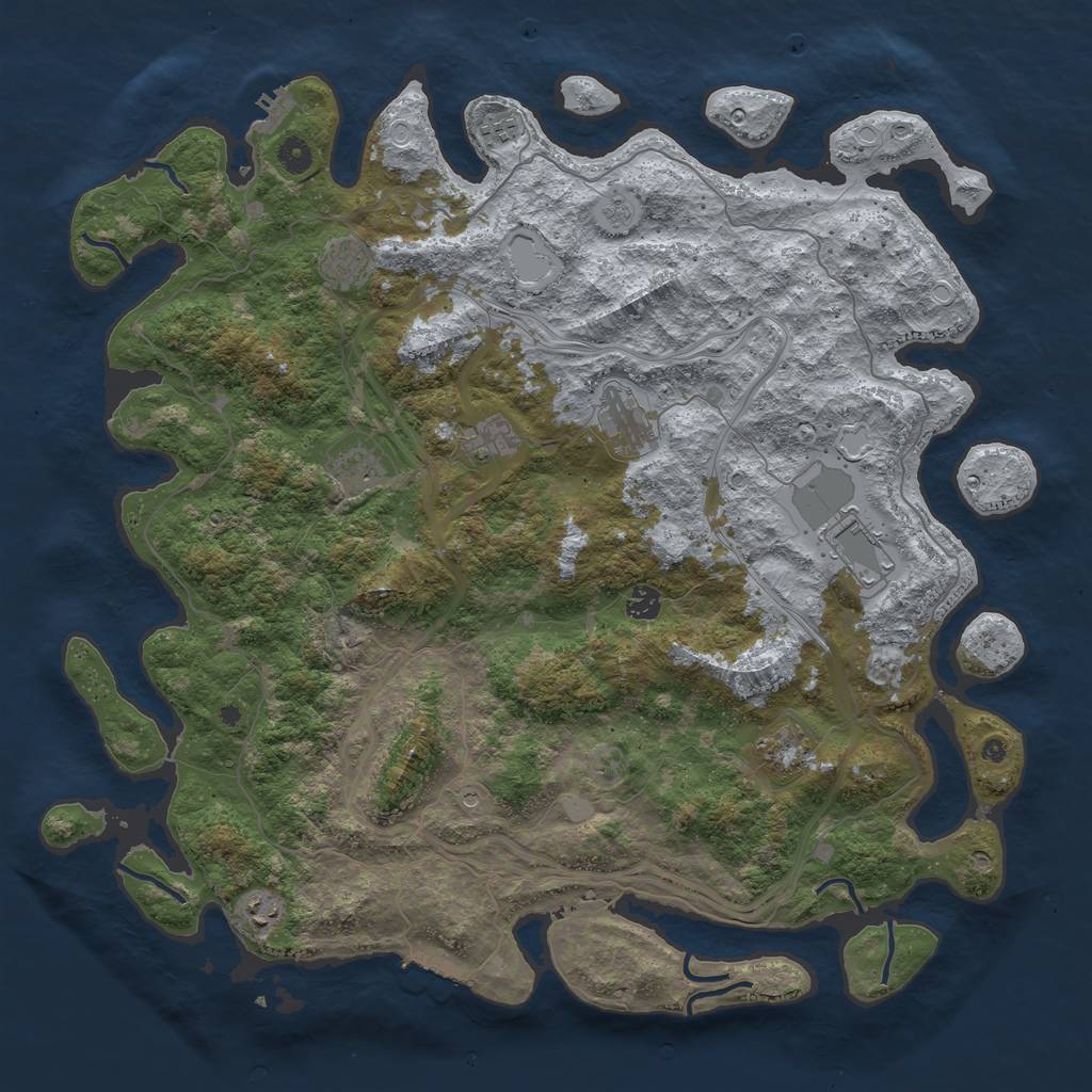 Rust Map: Procedural Map, Size: 4700, Seed: 1429904985, 18 Monuments