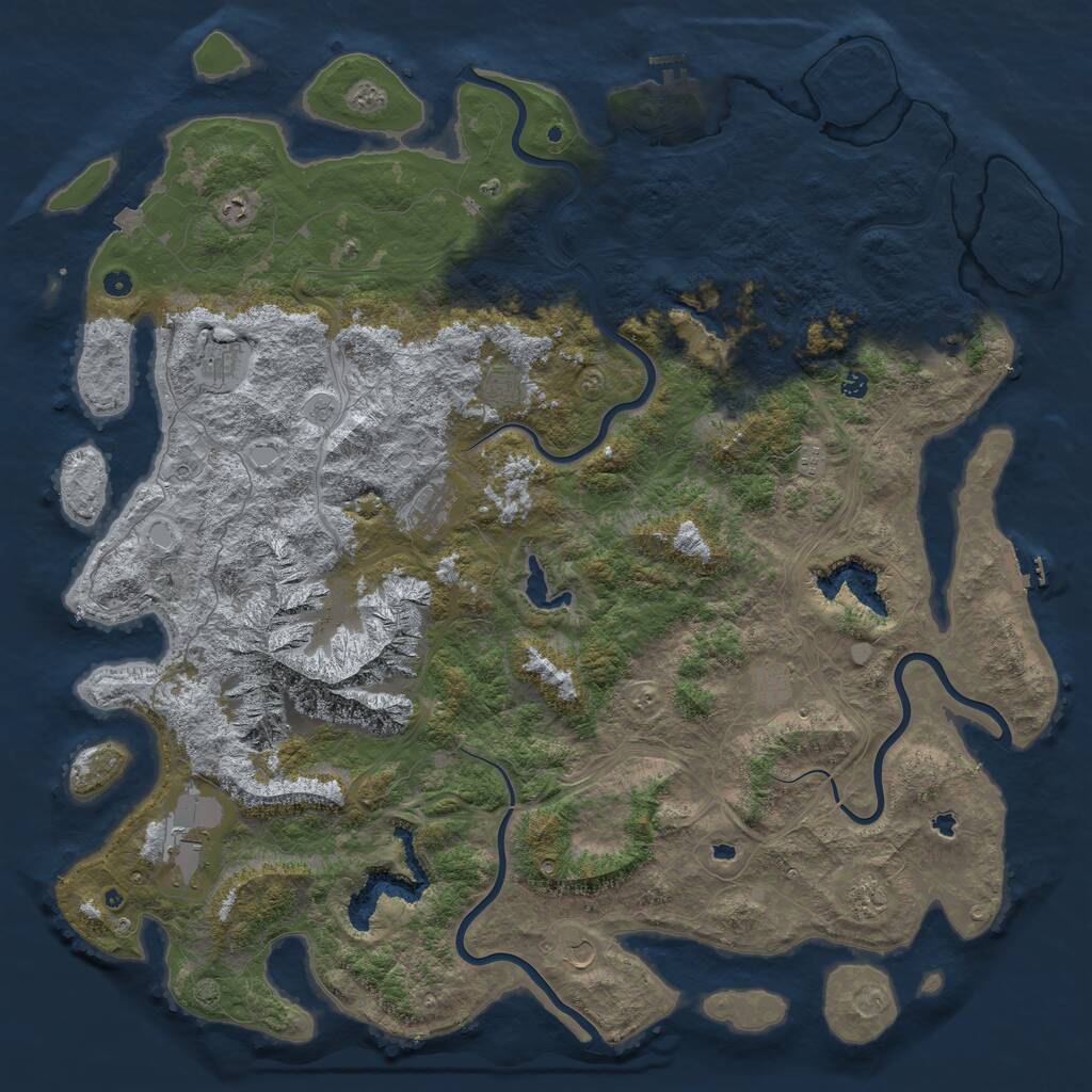 Rust Map: Procedural Map, Size: 6000, Seed: 516519, 17 Monuments