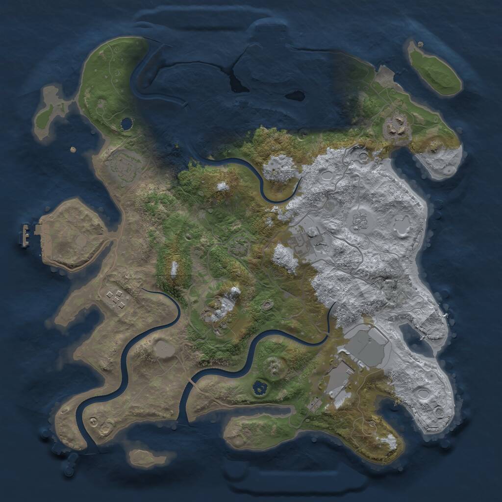 Rust Map: Procedural Map, Size: 3500, Seed: 1763612801, 12 Monuments