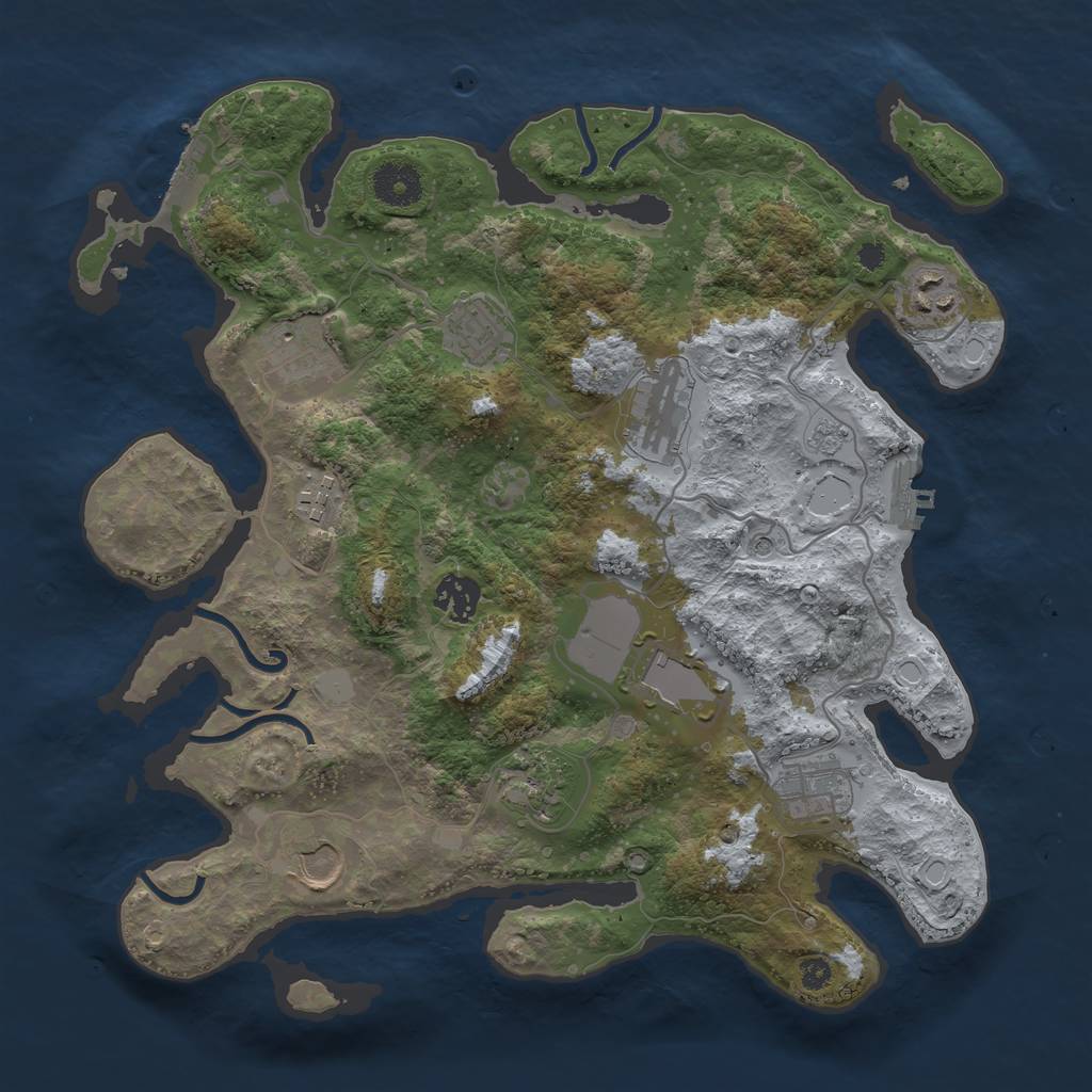 Rust Map: Procedural Map, Size: 3500, Seed: 1763612801, 19 Monuments