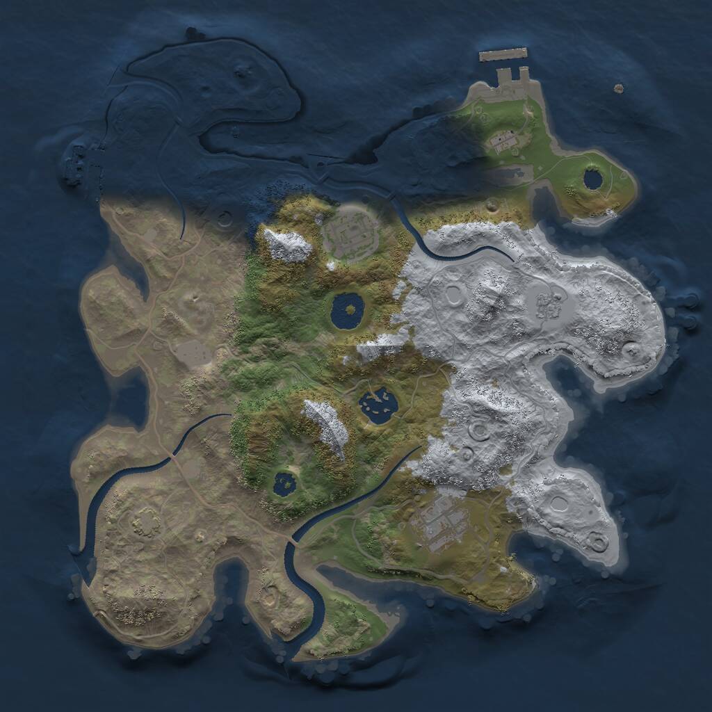 Rust Map: Procedural Map, Size: 3000, Seed: 766140, 9 Monuments