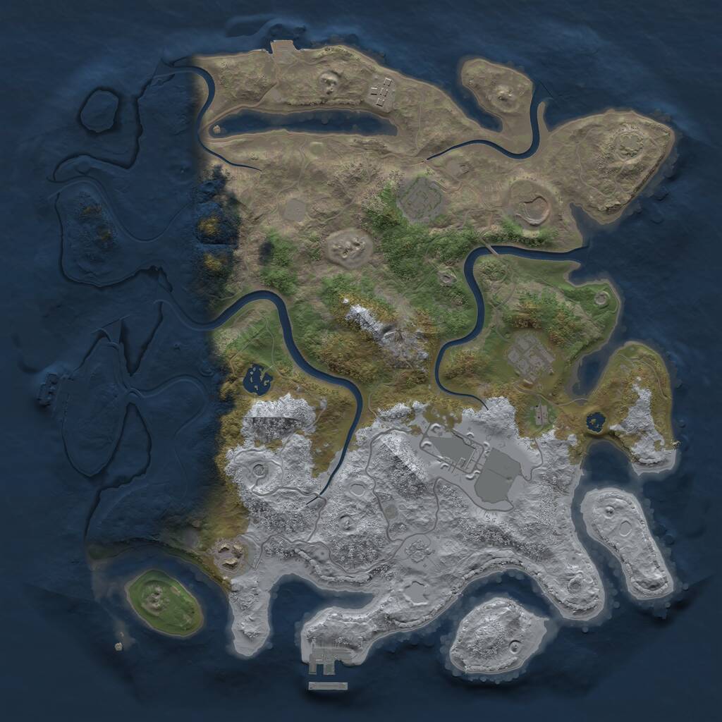 Rust Map: Procedural Map, Size: 3750, Seed: 84749782, 13 Monuments