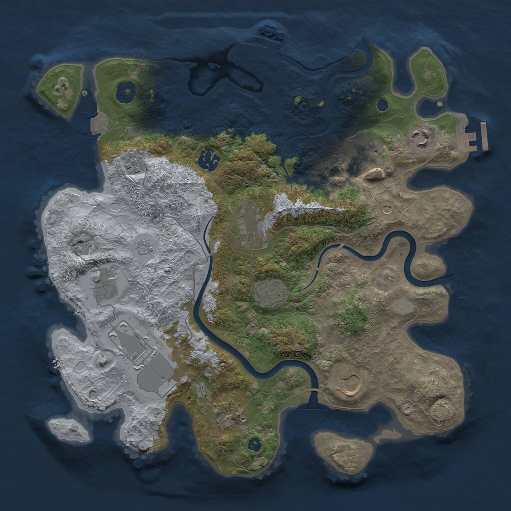 Rust Map: Procedural Map, Size: 3600, Seed: 64502952, 16 Monuments