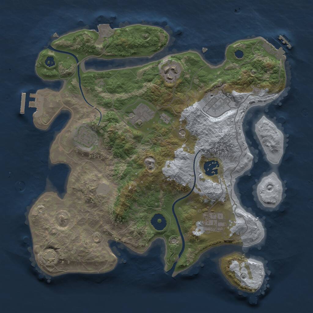 Rust Map: Procedural Map, Size: 3000, Seed: 1721677581, 11 Monuments