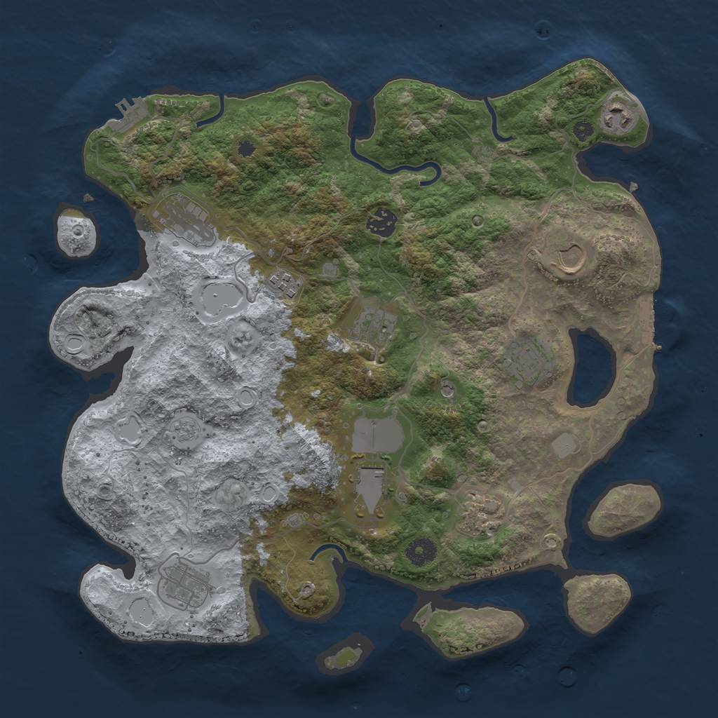 Rust Map: Procedural Map, Size: 3700, Seed: 6734, 19 Monuments