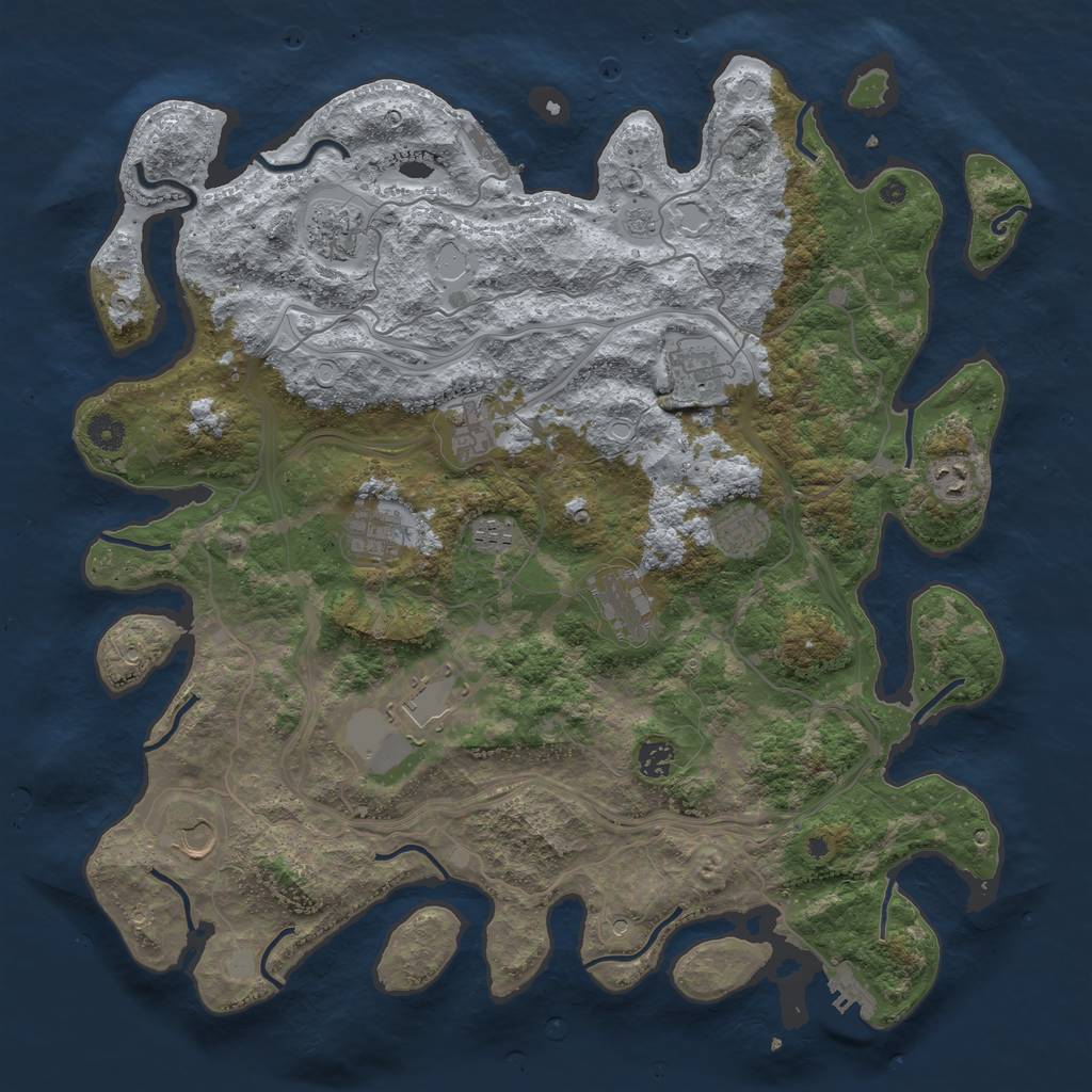 Rust Map: Procedural Map, Size: 4400, Seed: 8667216, 20 Monuments