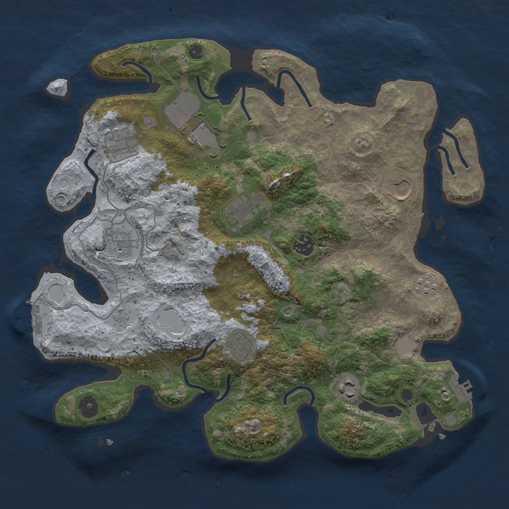 Rust Map: Procedural Map, Size: 3750, Seed: 30125679, 18 Monuments