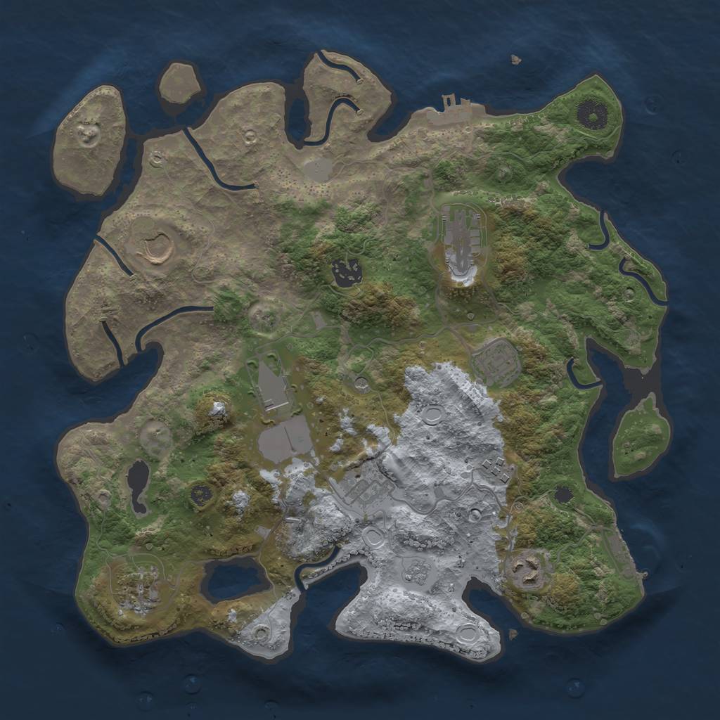 Rust Map: Procedural Map, Size: 3500, Seed: 82747780, 18 Monuments