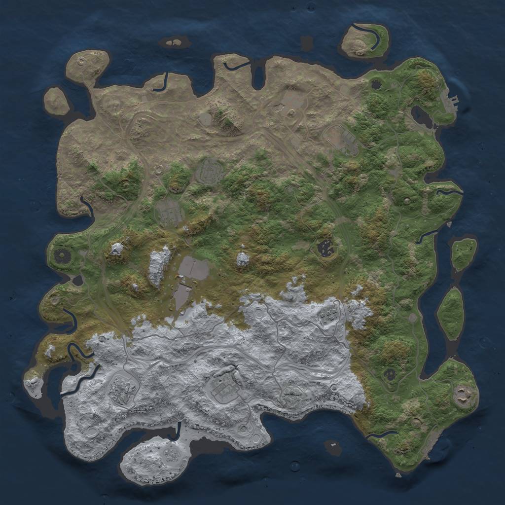 Rust Map: Procedural Map, Size: 4500, Seed: 1892343810, 19 Monuments