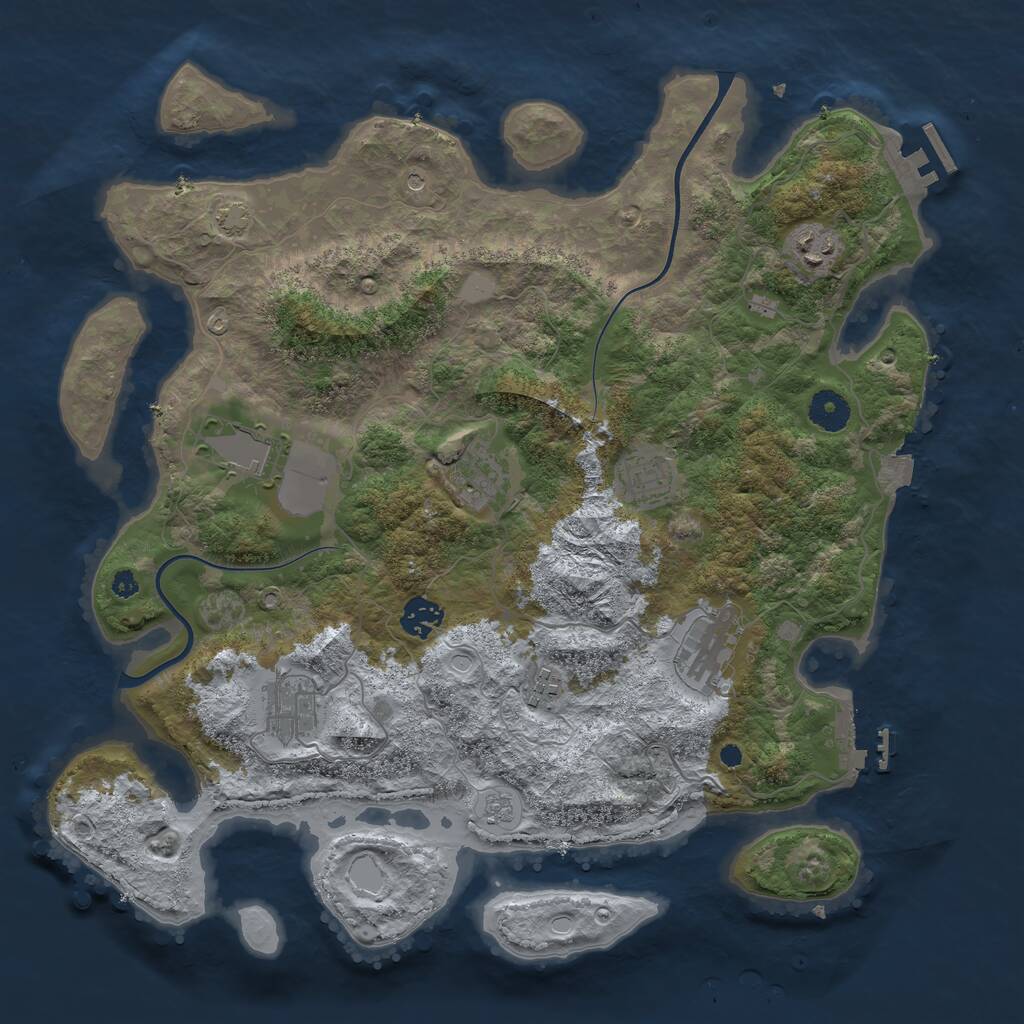 Rust Map: Procedural Map, Size: 3800, Seed: 31786723, 14 Monuments