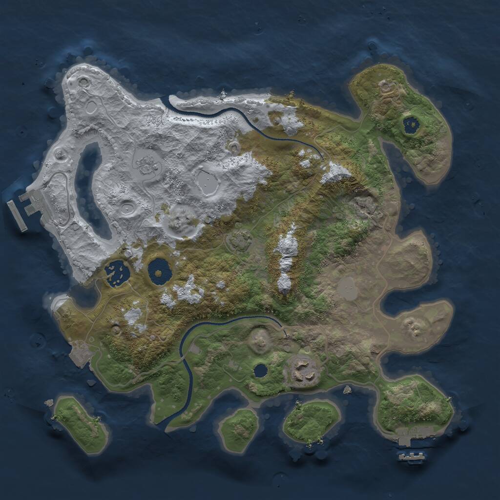 Rust Map: Procedural Map, Size: 3000, Seed: 476574, 7 Monuments