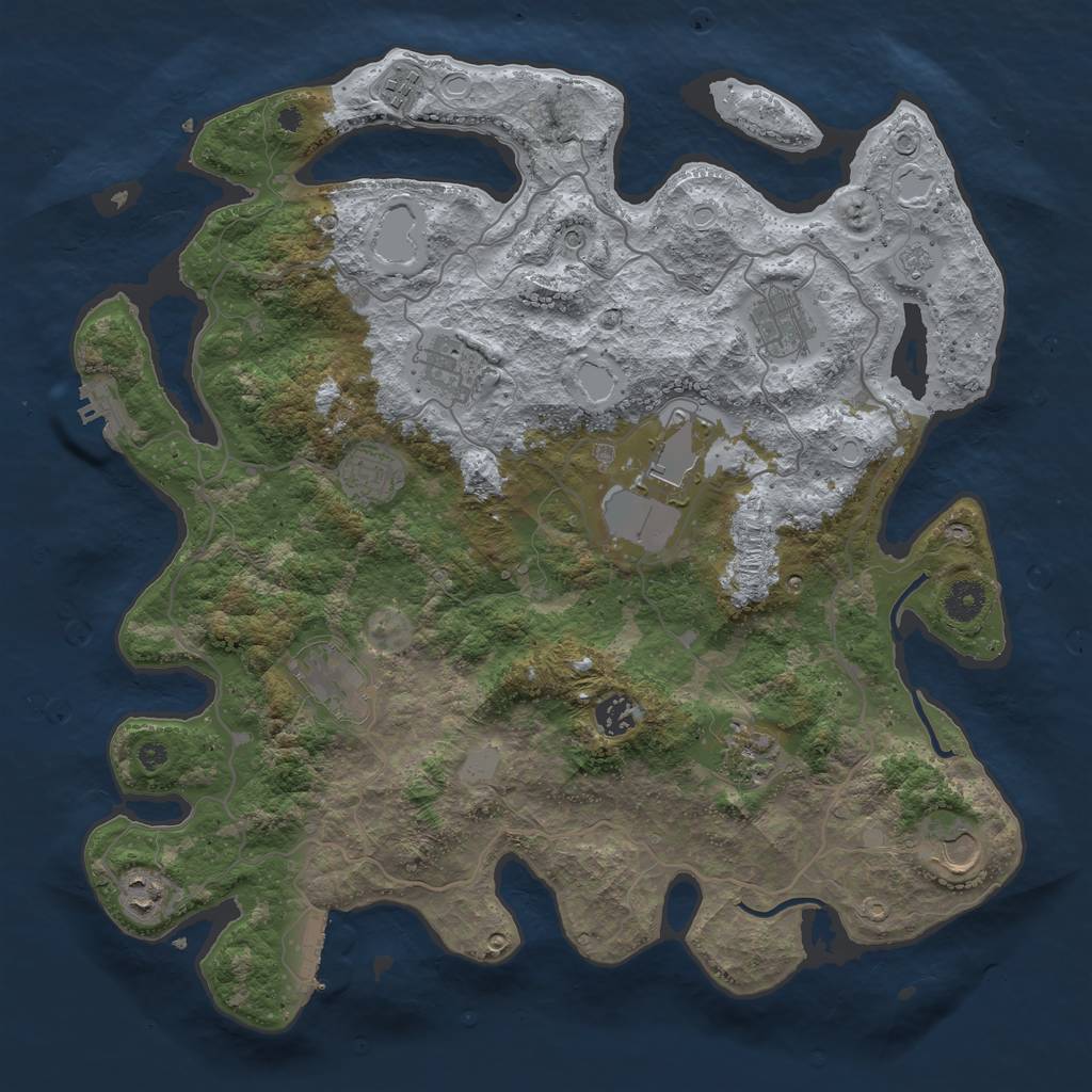 Rust Map: Procedural Map, Size: 4000, Seed: 77244403, 19 Monuments