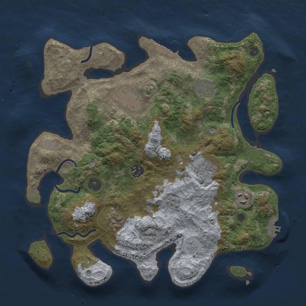 Rust Map: Procedural Map, Size: 3450, Seed: 29864217, 16 Monuments