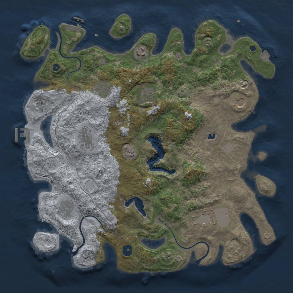 Rust Map: Procedural Map, Size: 4100, Seed: 19080282, 13 Monuments