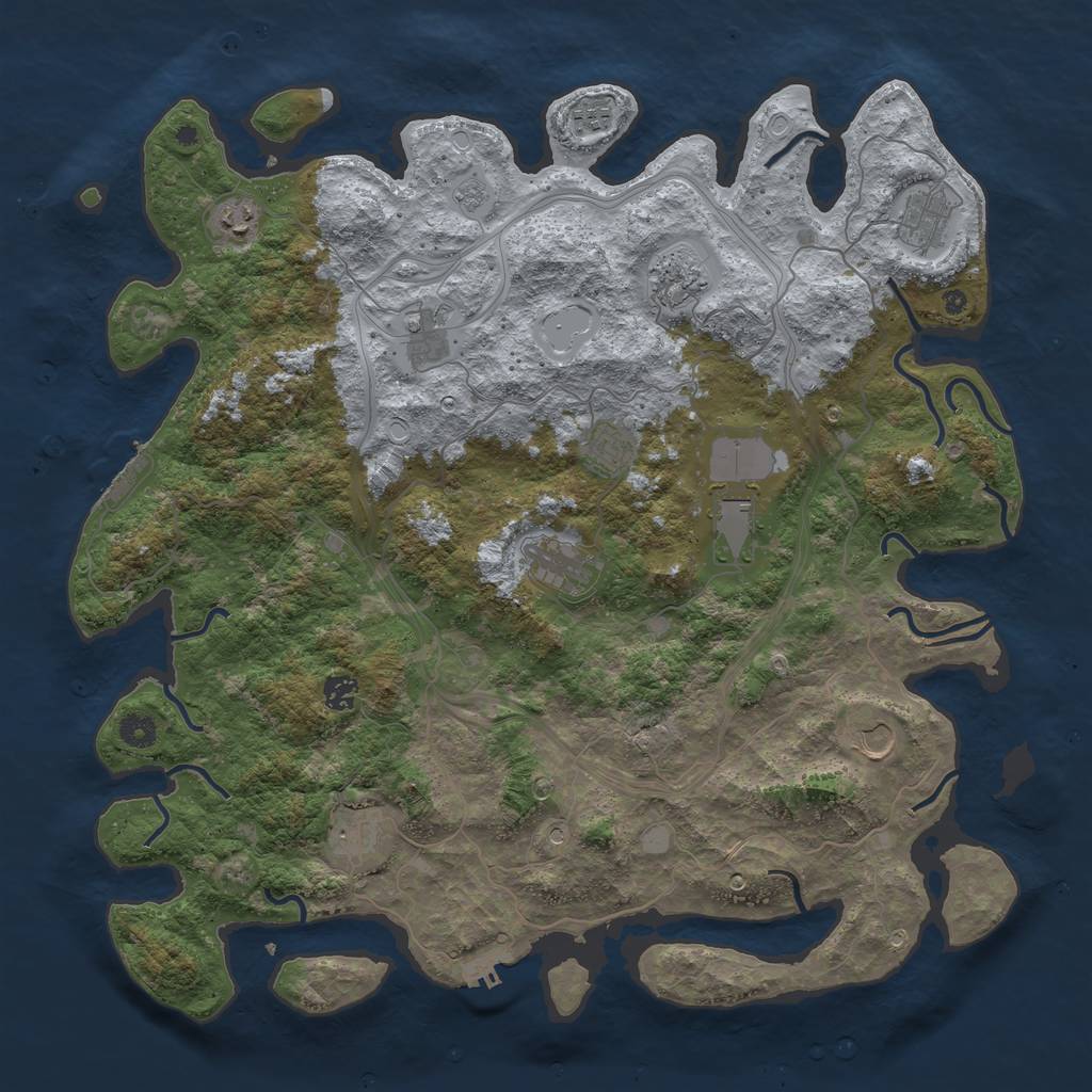 Rust Map: Procedural Map, Size: 4500, Seed: 54119, 20 Monuments