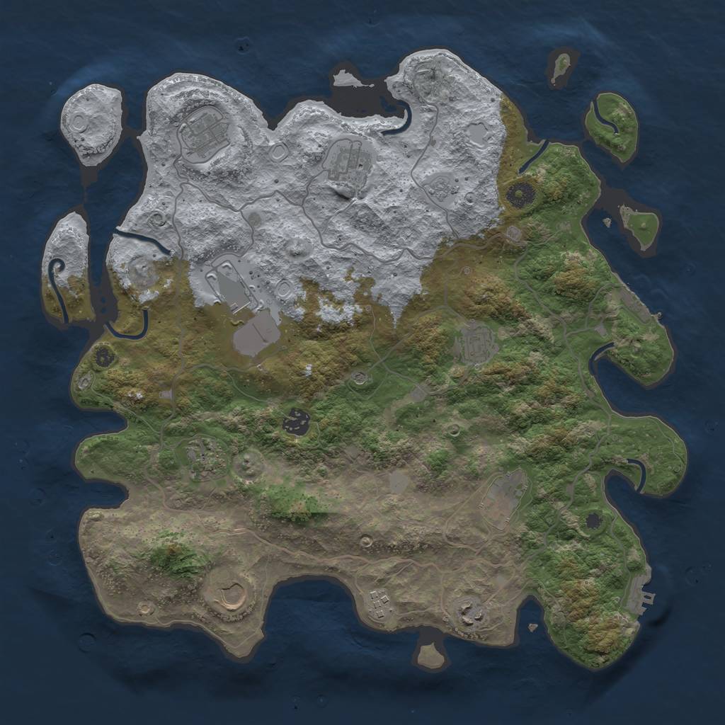 Rust Map: Procedural Map, Size: 4000, Seed: 871136175, 19 Monuments