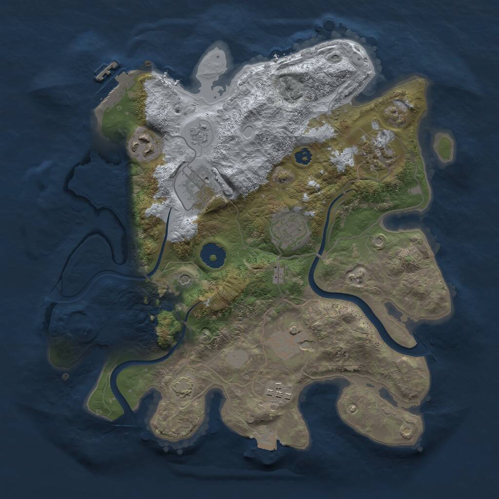 Rust Map: Procedural Map, Size: 3000, Seed: 1260272543, 11 Monuments