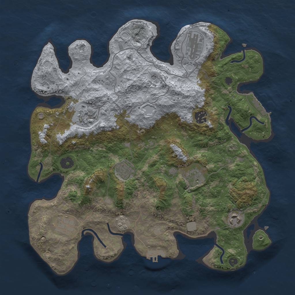 Rust Map: Procedural Map, Size: 3450, Seed: 52999307, 17 Monuments