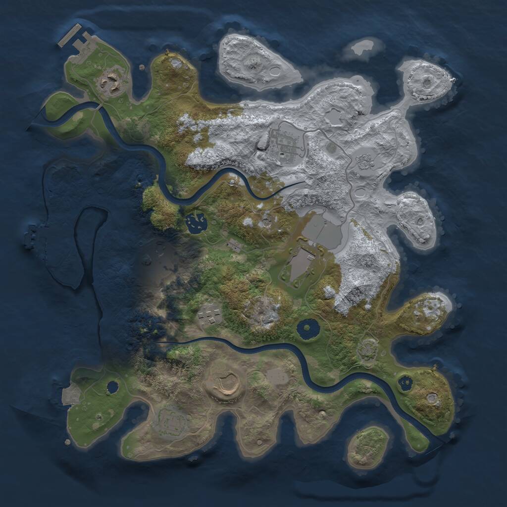 Rust Map: Procedural Map, Size: 3500, Seed: 496894410, 14 Monuments