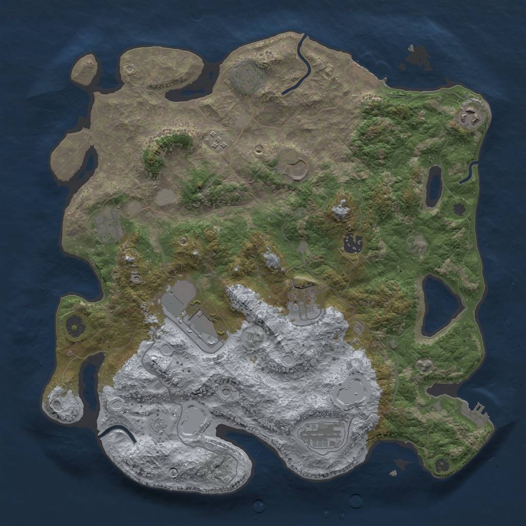 Rust Map: Procedural Map, Size: 3850, Seed: 14771964, 18 Monuments