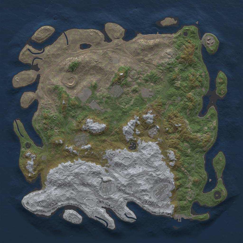 Rust Map: Procedural Map, Size: 4500, Seed: 47825611, 19 Monuments