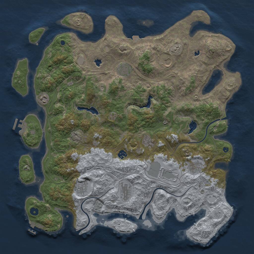 Rust Map: Procedural Map, Size: 4500, Seed: 1383924325, 16 Monuments