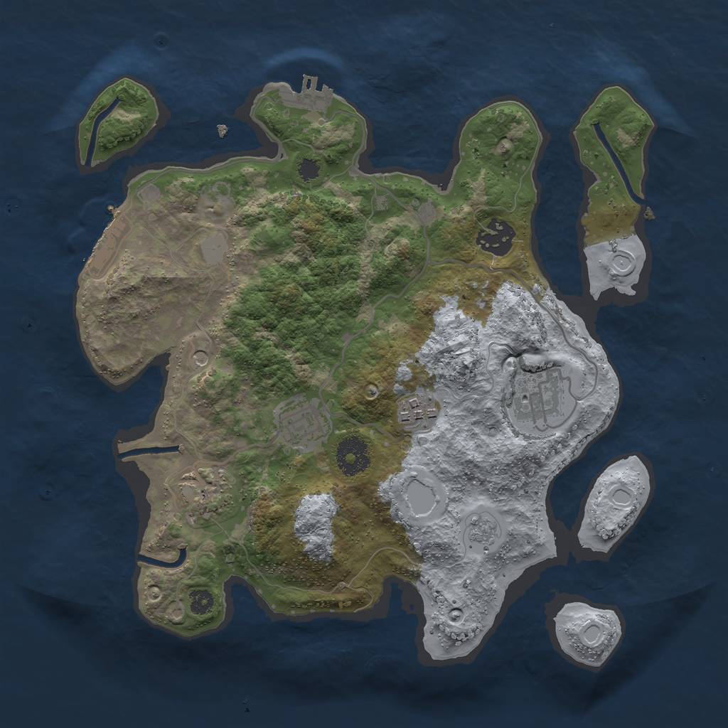 Rust Map: Procedural Map, Size: 3000, Seed: 17887, 14 Monuments