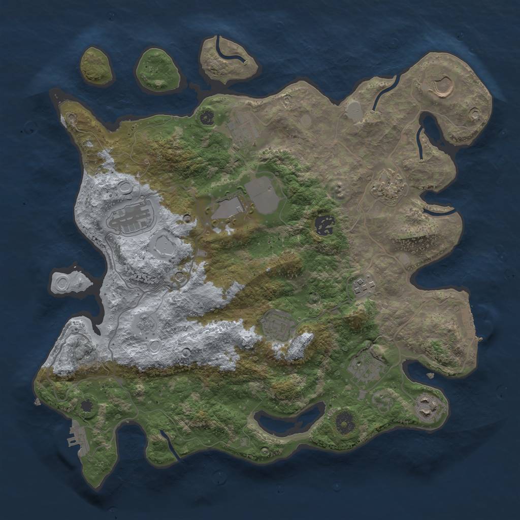 Rust Map: Procedural Map, Size: 3700, Seed: 341708276, 19 Monuments