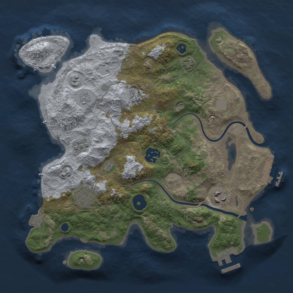 Rust Map: Procedural Map, Size: 3000, Seed: 1114343696, 10 Monuments