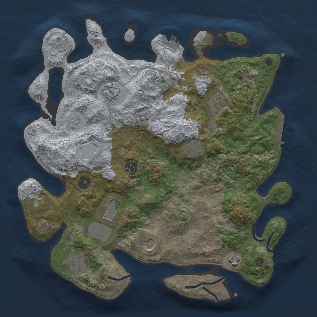 Rust Map: Procedural Map, Size: 3700, Seed: 1102174215, 18 Monuments