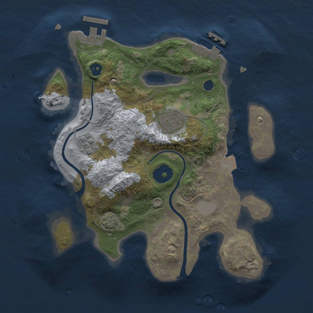 Rust Map: Procedural Map, Size: 2500, Seed: 91, 6 Monuments