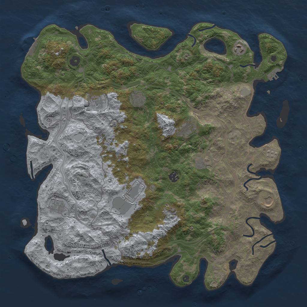 Rust Map: Procedural Map, Size: 4500, Seed: 647362534, 20 Monuments