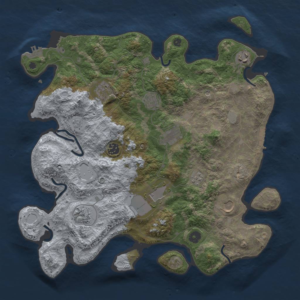 Rust Map: Procedural Map, Size: 3800, Seed: 701, 18 Monuments