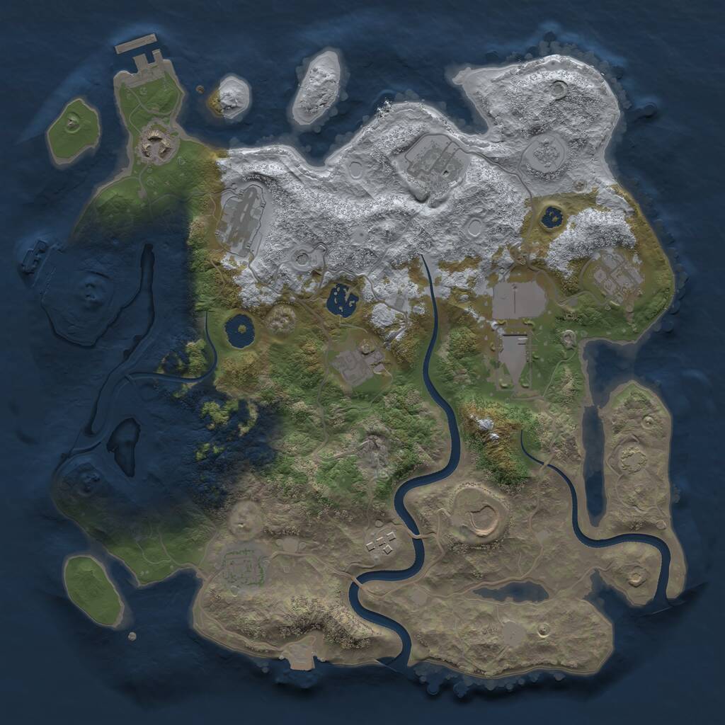 Rust Map: Procedural Map, Size: 3500, Seed: 308597929, 16 Monuments